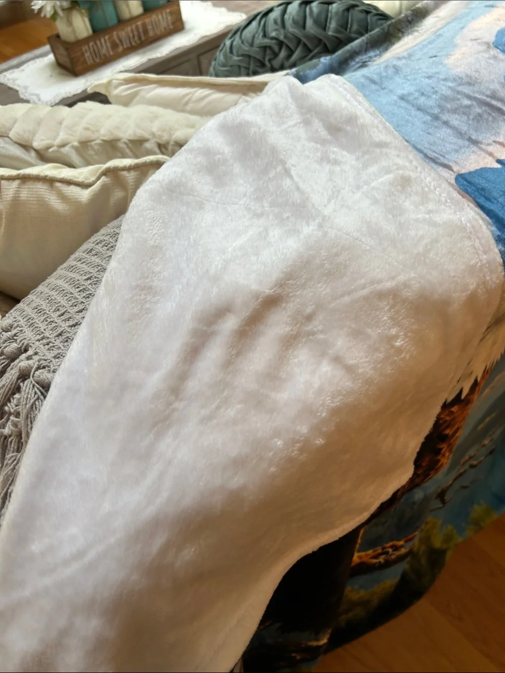 Blue Eagle Print Plush Throw Blanket - Unbranded